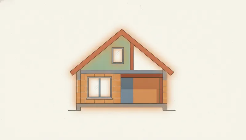 Illustratie in doorsnede van een huis met de plekken om na te isoleren: dak, muren, vloer en ramen.